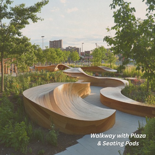 Walkway with Plaza & Seating Pods